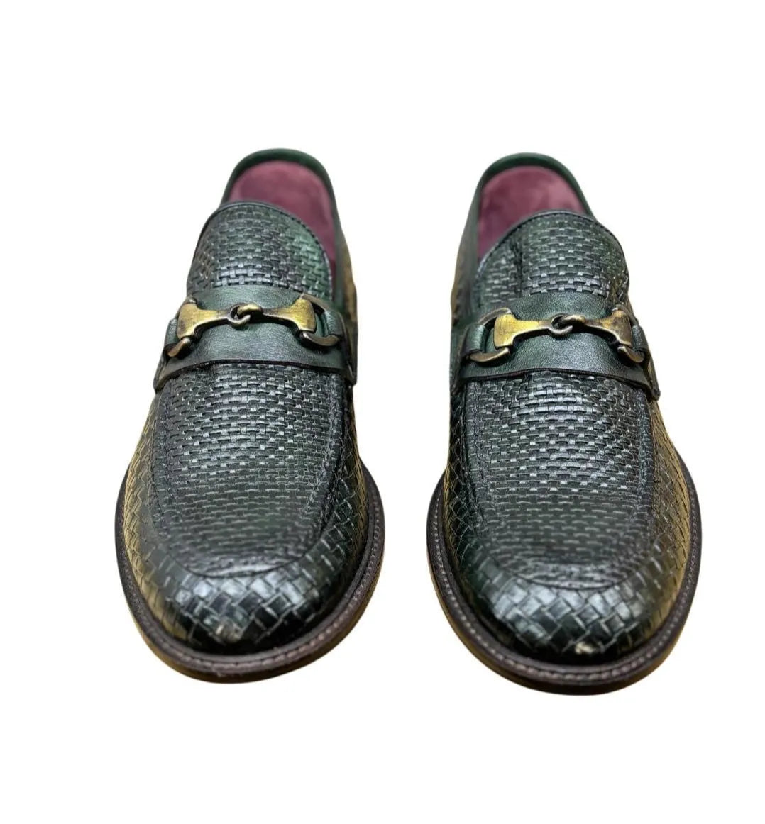 Mocassino 6604 in pelle intrecciata con fibbia