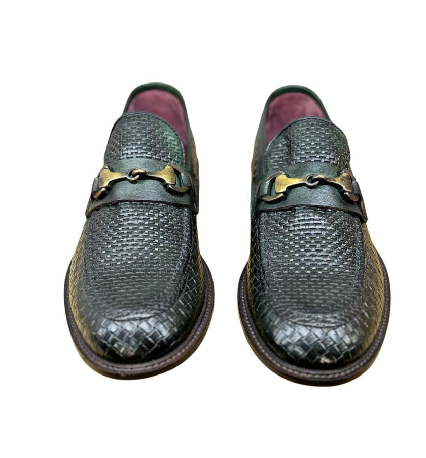 Mocassino 6604 in pelle intrecciata con fibbia