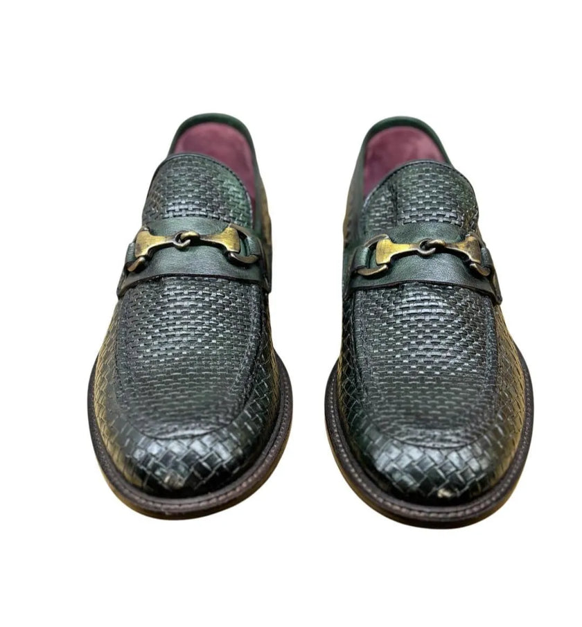 Mocassino 6604 in pelle intrecciata con fibbia