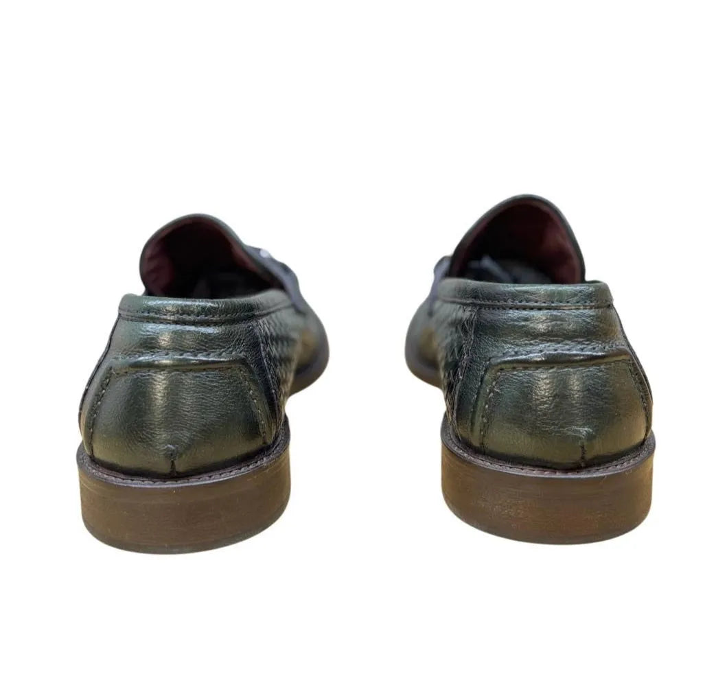 Mocassino 6604 in pelle intrecciata con fibbia