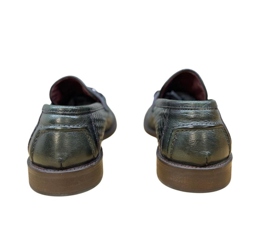 Mocassino 6604 in pelle intrecciata con fibbia