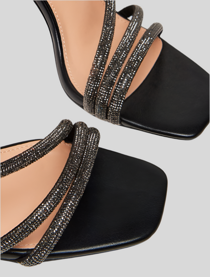 Sandalo con listini scintillanti di micro strass