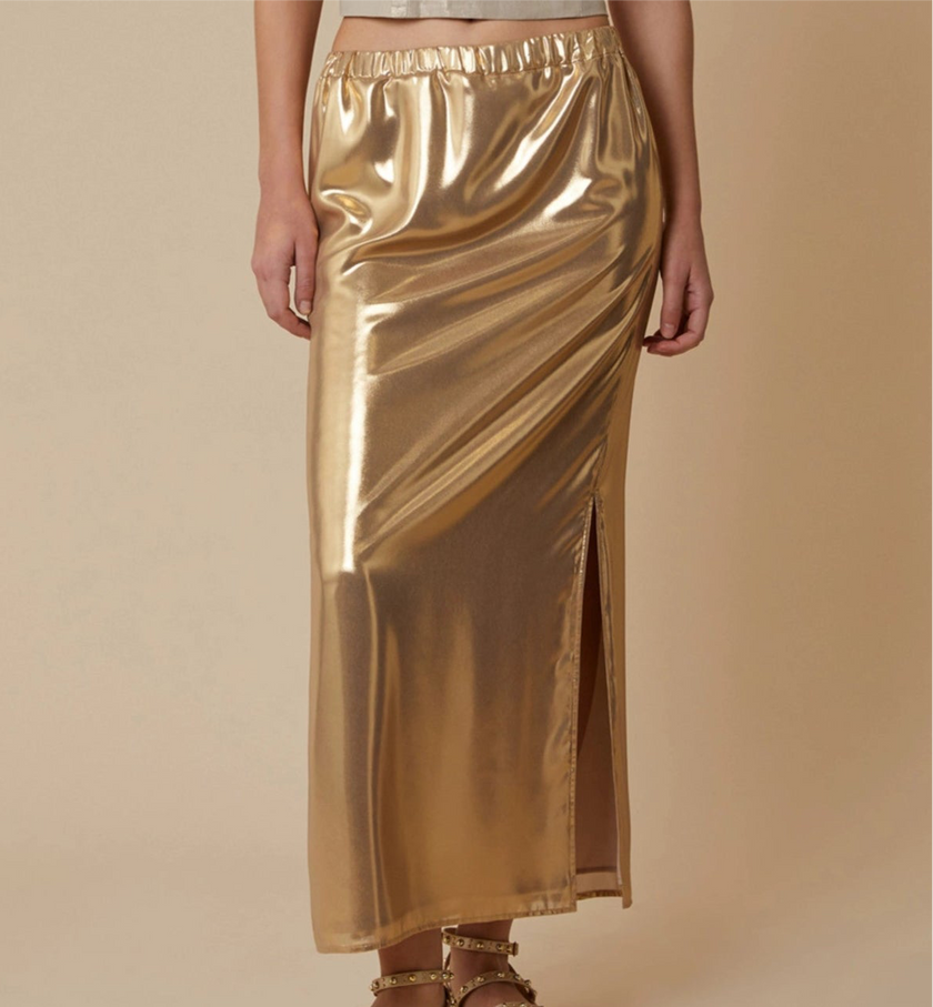 Gonna a Colonna in Georgette Laminata PENNYBLACK