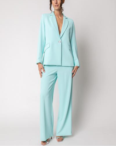 Tailleur con giacca ad un bottone con dettaglio gioiello e pantalone palazzo GIULIA VALLI