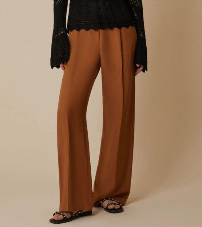 Pantalone Gambia Ampia in Lino con Pence PENNYBLACK