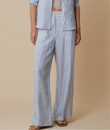 Pantalone Ampio in Lino rigato
