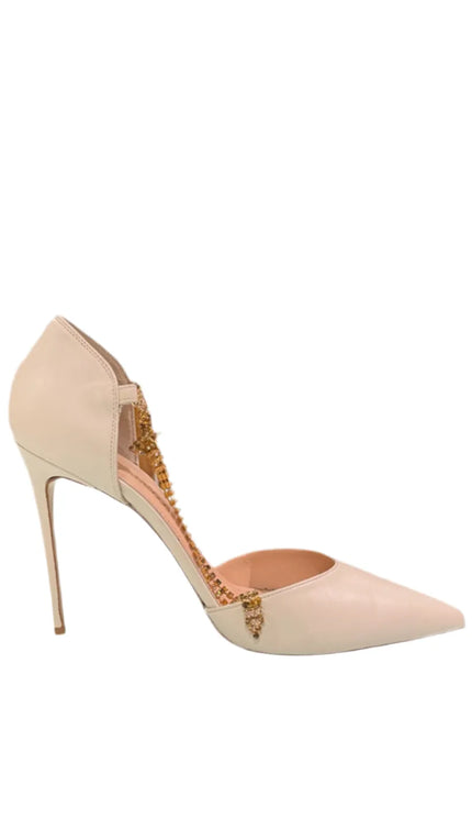Décolleté in pelle con cinturino in strass GIANMARCO F.