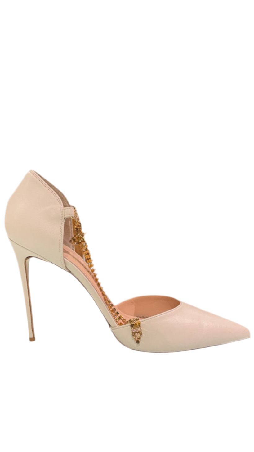 Décolleté in pelle con cinturino in strass GIANMARCO F.