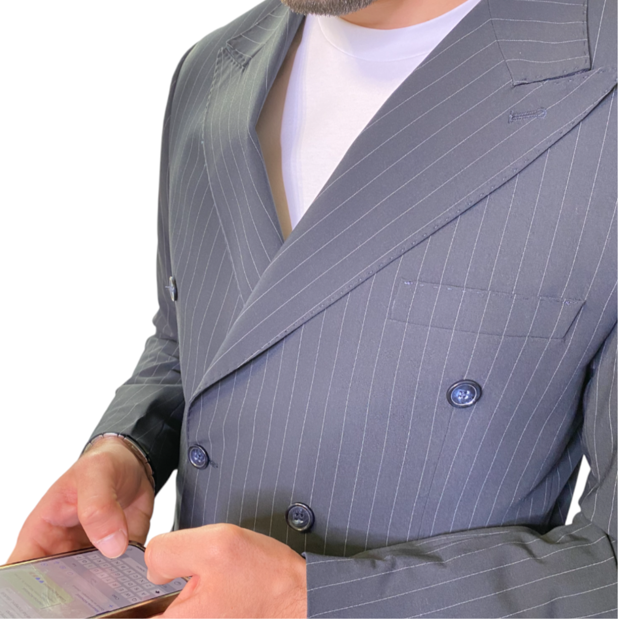 Abito Doppio Petto Rigato con pantalone modello regolare ELIO SANTINI