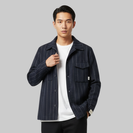 CAMICIA 7701 Musica OVER FIT GESSATA ALTATENSIONE — vista retro/laterale | WEMAX