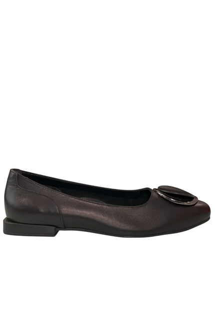 Ballerina in ecopelle con accessorio sul davanti tacco 3cm PIXY