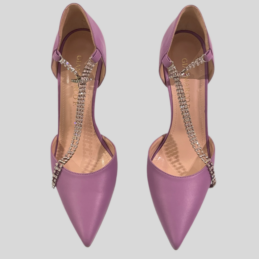 Décolleté in pelle con cinturino in strass GIANMARCO F.