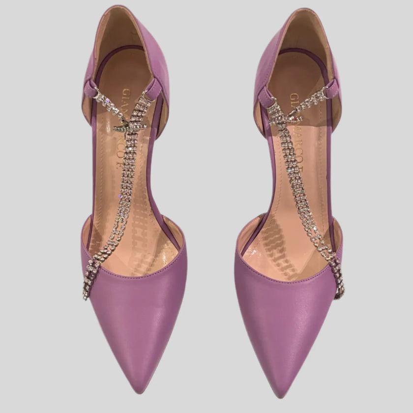 Décolleté in pelle con cinturino in strass GIANMARCO F.