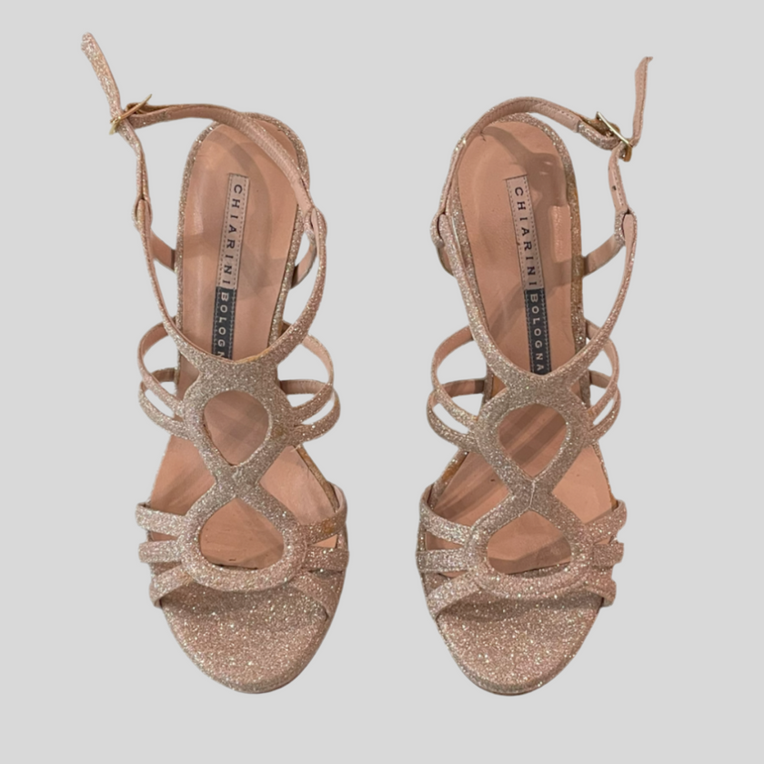 Dècolletè glitterato oro con tacco a spillo altissimo CHIARINI BOLOGNA