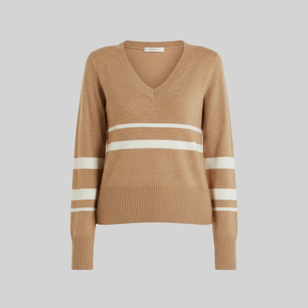 Maglia scollo a v con righe