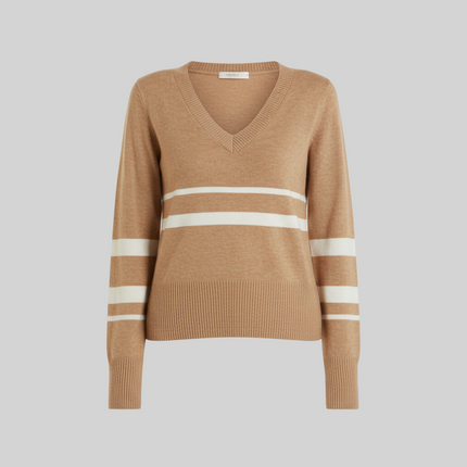 Maglia scollo a v con righe