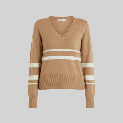 Maglia scollo a v con righe