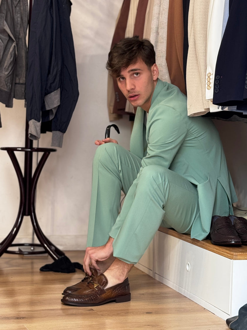 Abito GI2507 2bottoni tasche a top, pantalone vestibilità regolare