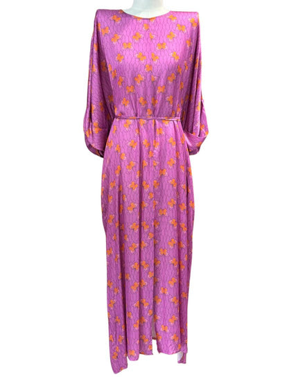 Abito lungo in raso con fantasia farfalle MAESTA