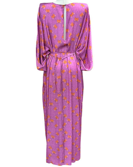 Abito lungo in raso con fantasia farfalle MAESTA