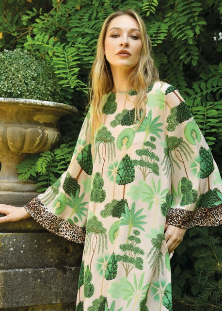 Abito in georgette con fantasia forest MAESTA