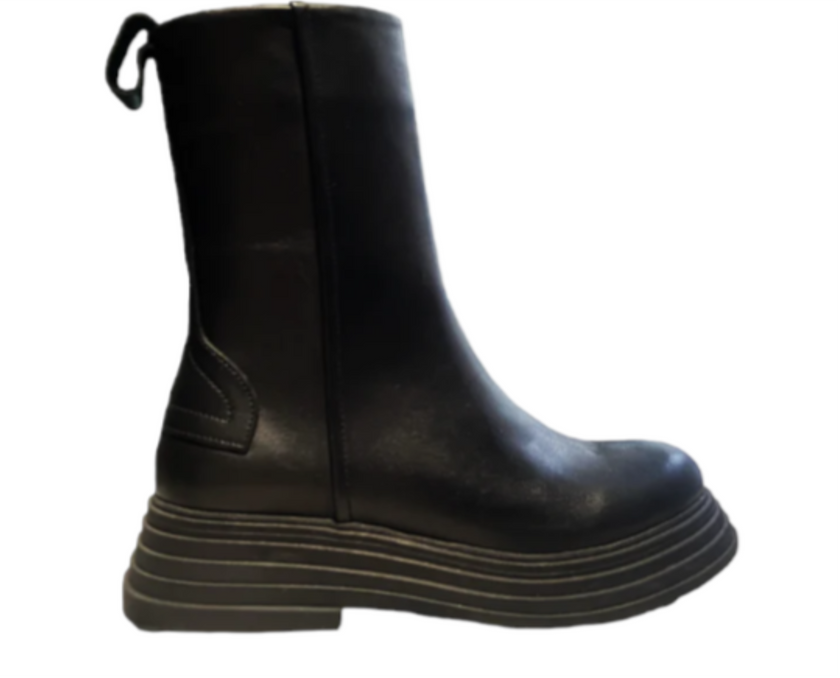 Stivale in pelle con zip e doppia suola alta 8 cm PIXY