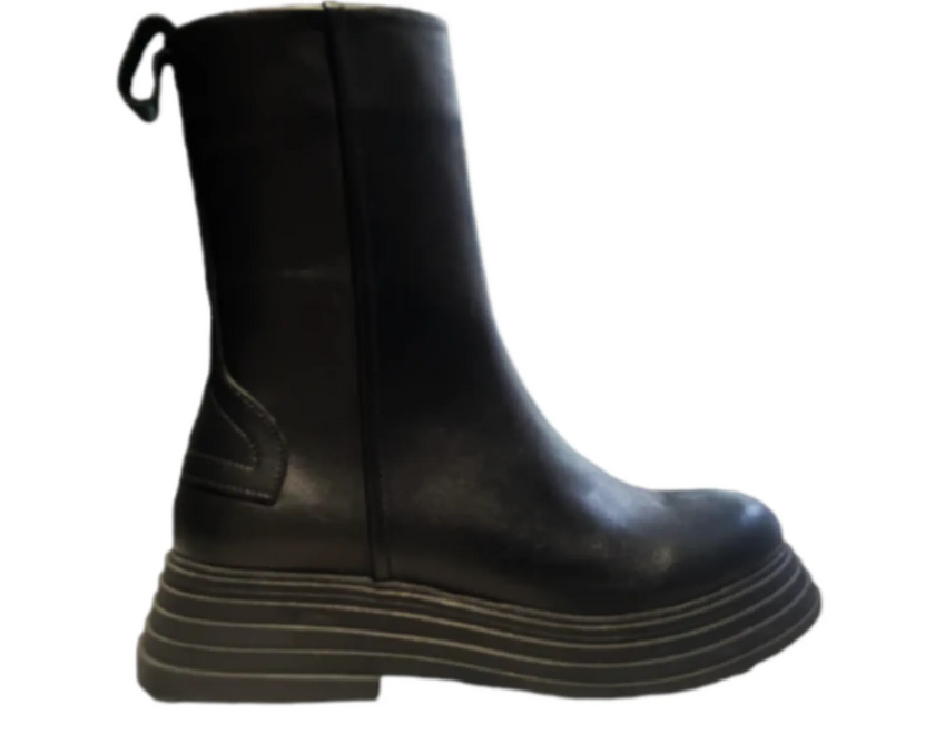 Stivale in pelle con zip e doppia suola alta 8 cm PIXY