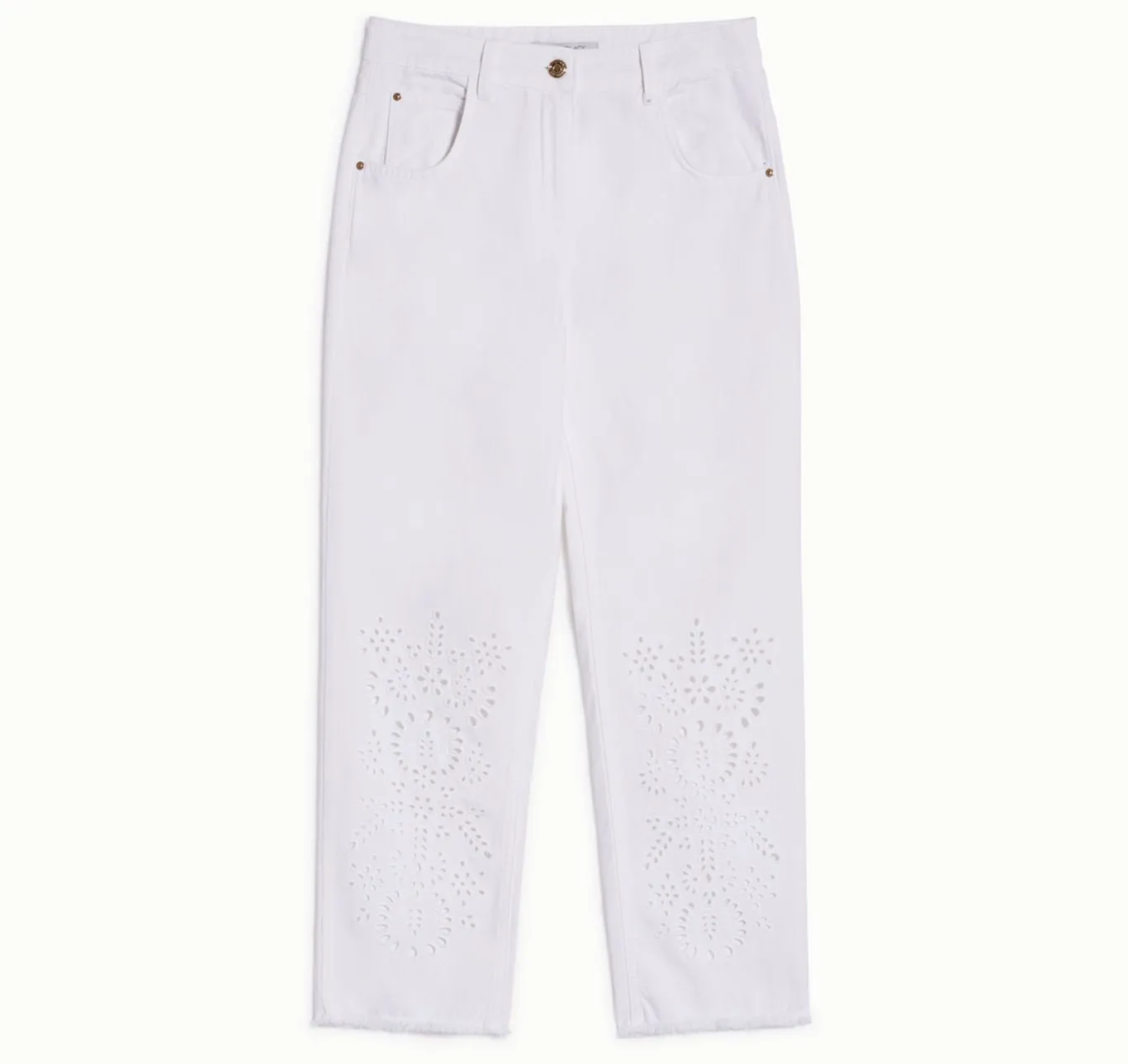 Pantalone in bull di cotone con ricami sangallo PENNYBLACK