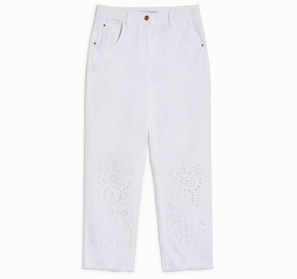 Pantalone in bull di cotone con ricami sangallo PENNYBLACK