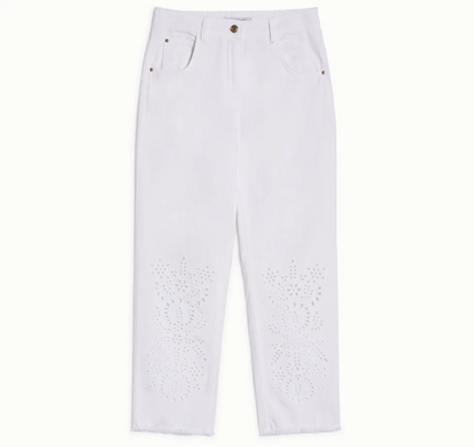 Pantalone in bull di cotone con ricami sangallo PENNYBLACK