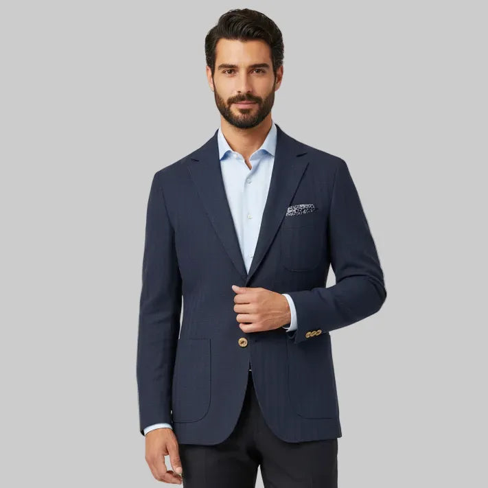 Giacca GI2507 slim con rever classico e bottoni a contrasto