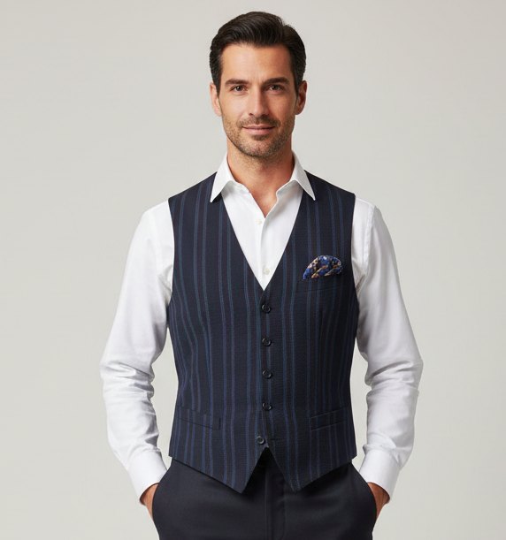 Gilet con righe verticali alternate