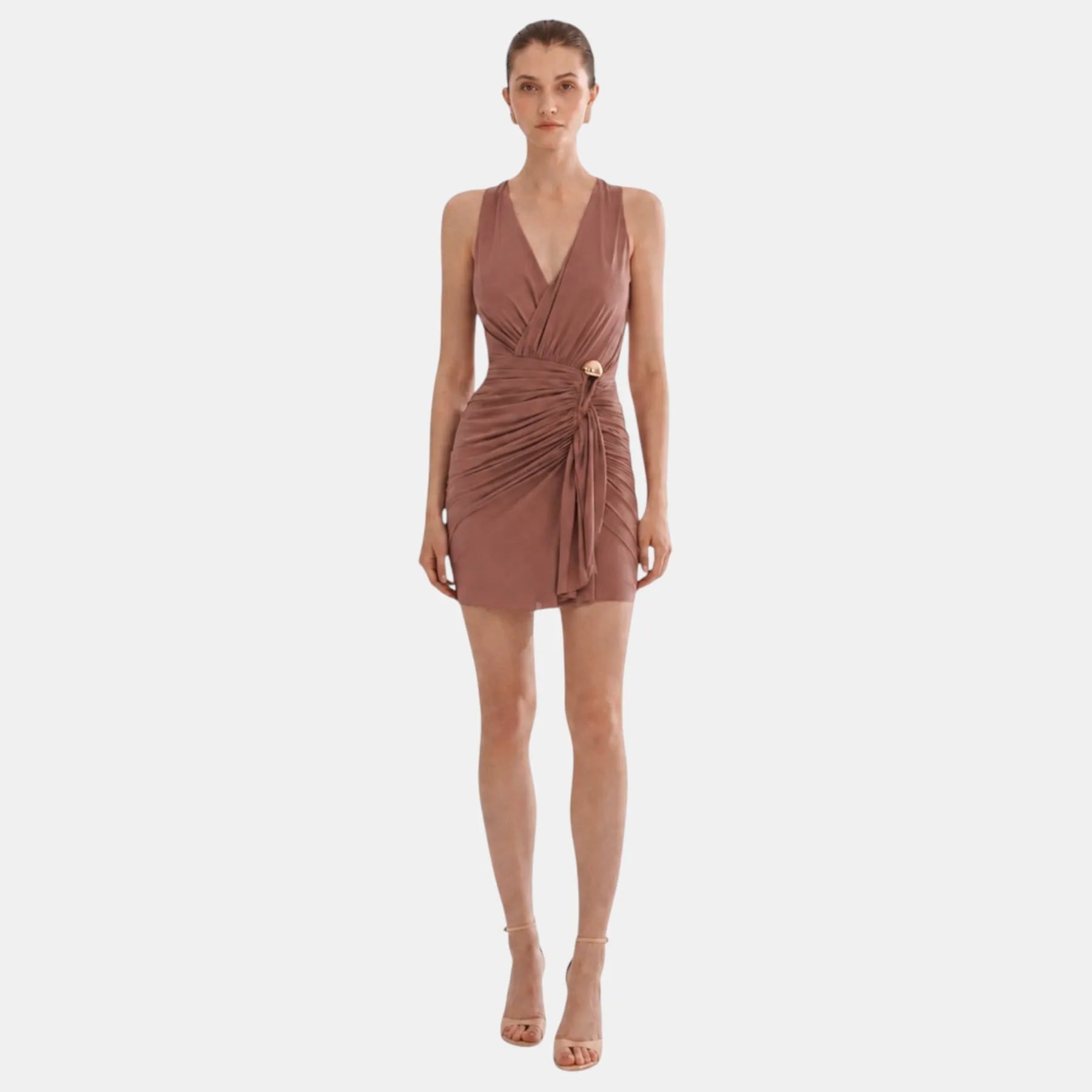ABITO CORTO DRAPPEGGIATO CON ACCESSORIO
