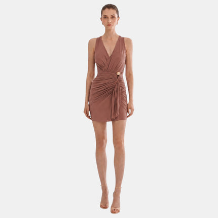 ABITO CORTO DRAPPEGGIATO CON ACCESSORIO