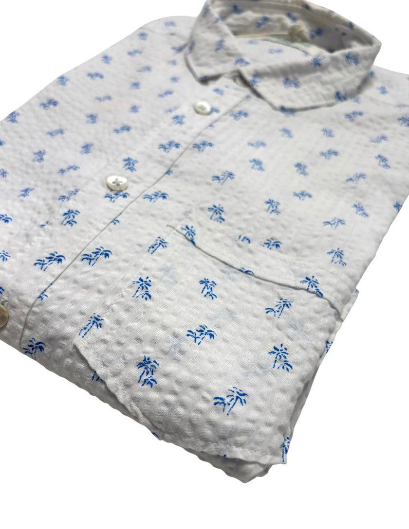 Camicia AU19S08CA FIO1666 con micro fantasia floreale e trama a nido d'ape ALLEY DOCKS