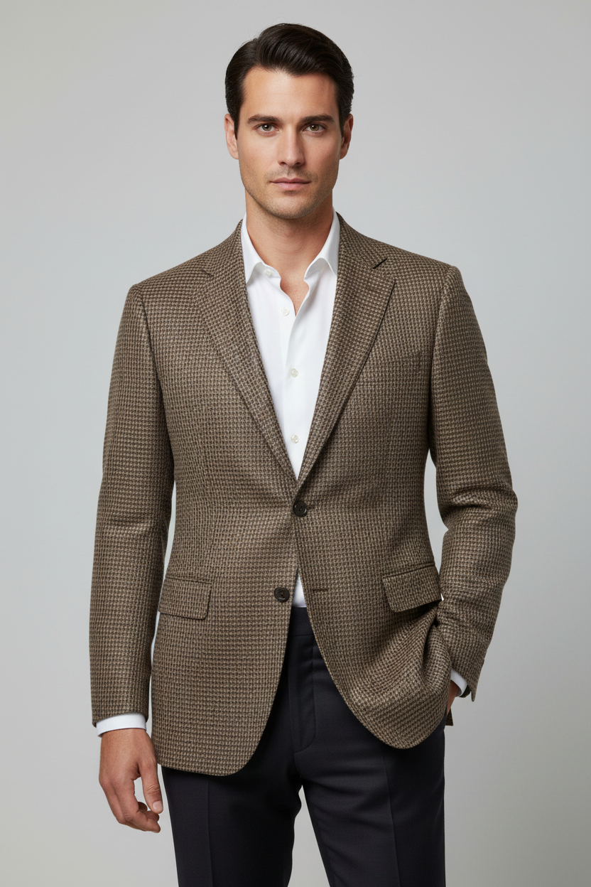 GIACCA 1587M Castagna PIED DE POULE