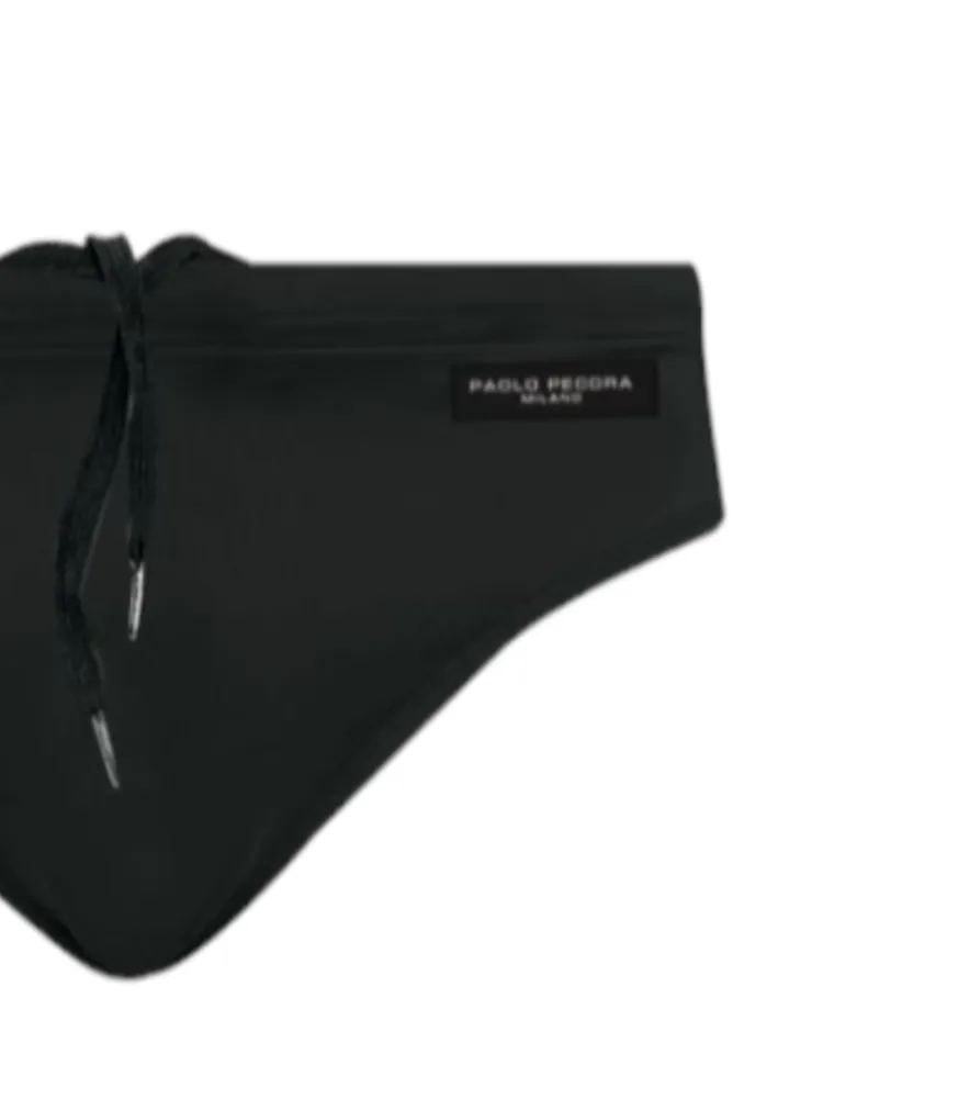 Costume slip elasticizzato con lacci e logo. PAOLO PECORA