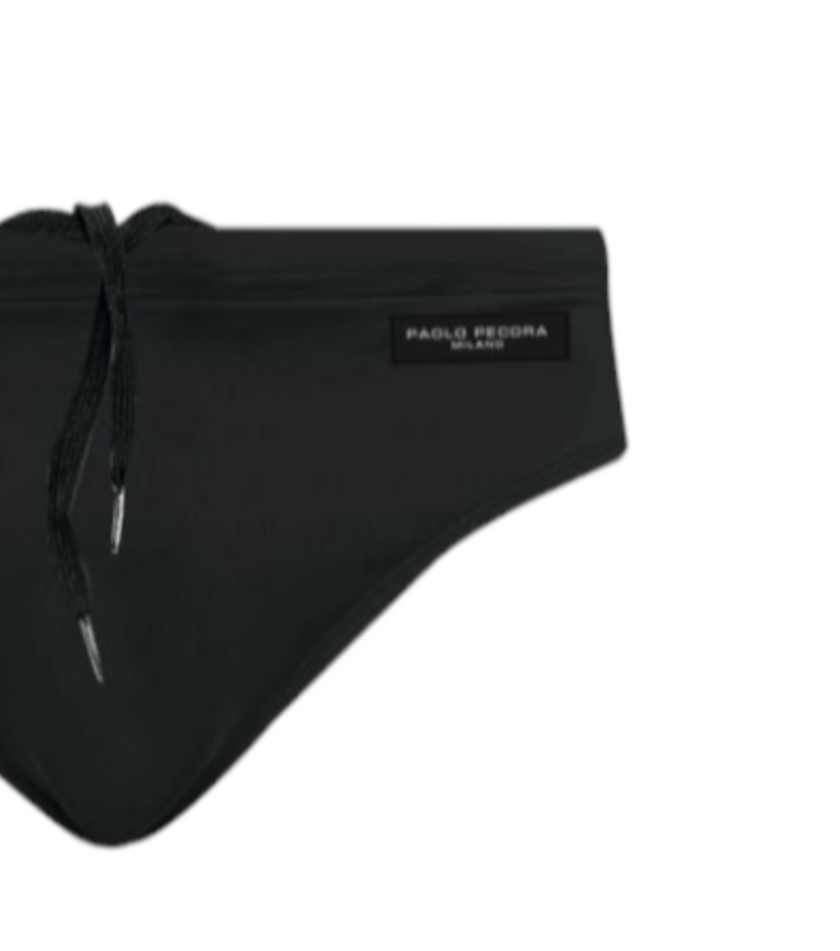 Costume slip elasticizzato con lacci e logo. PAOLO PECORA