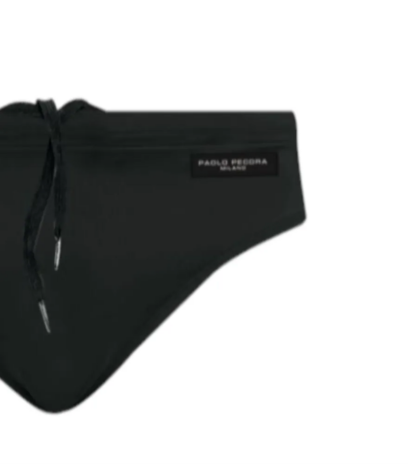 Costume slip elasticizzato con lacci e logo. PAOLO PECORA