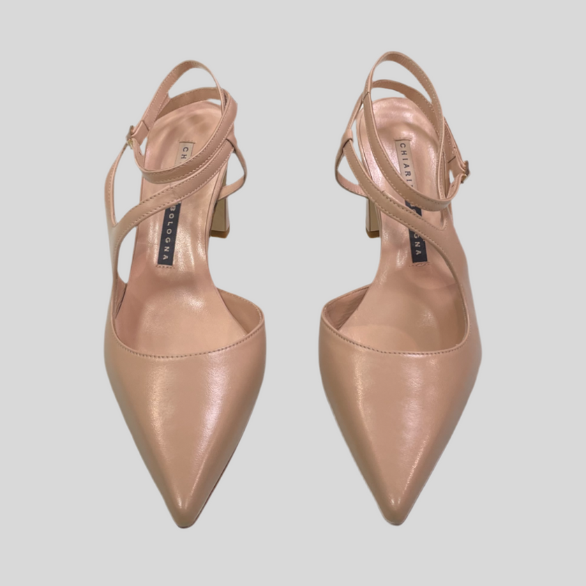 Décolleté a punta in pelle con tacco quadrato CHIARINI BOLOGNA