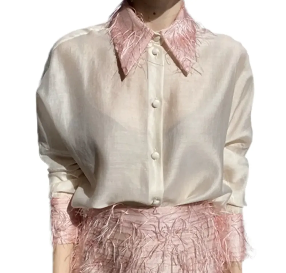 Camicia a Maniche Lunghe con Dettagli in Piume TOLERANCE