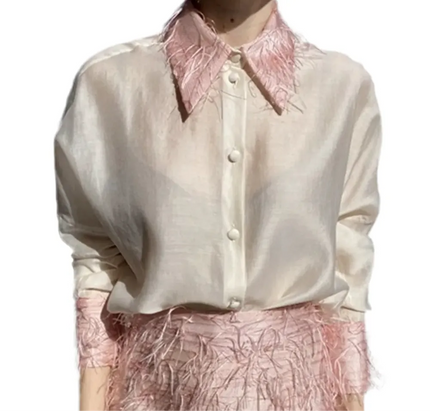 Camicia a Maniche Lunghe con Dettagli in Piume TOLERANCE