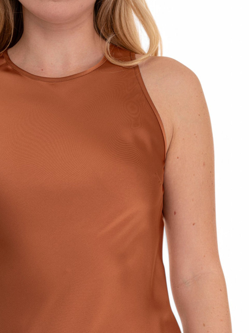 Abito Lungo Girocollo in Raso con Spalle all'Americana PENNYBLACK