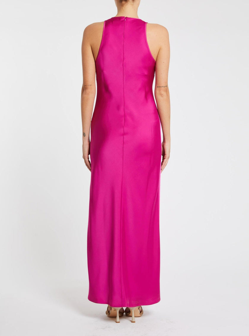 Abito Lungo Girocollo in Raso con Spalle all'Americana PENNYBLACK