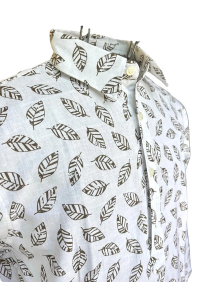 Camicia in lino con fantasia Alessandrini bianco fantasia da uomo - Collezione Estate - Wemax.it
