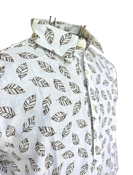 Camicia C1823B14424300 in lino con fantasia ALESSANDRINI