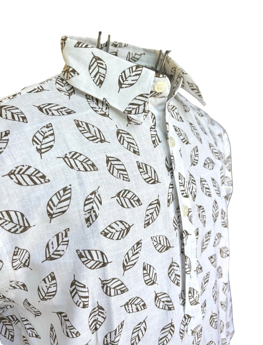 Camicia C1823B14424300 in lino con fantasia ALESSANDRINI