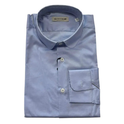 Camicia basic collo tondo Alessandrini azzurro bianco blu da uomo - Collezione Continuativa - Wemax.it