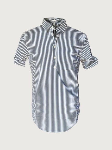 Camicia mezza manica a righe verticali Alessandrini blu a righe da uomo - Collezione Estate - Wemax.it