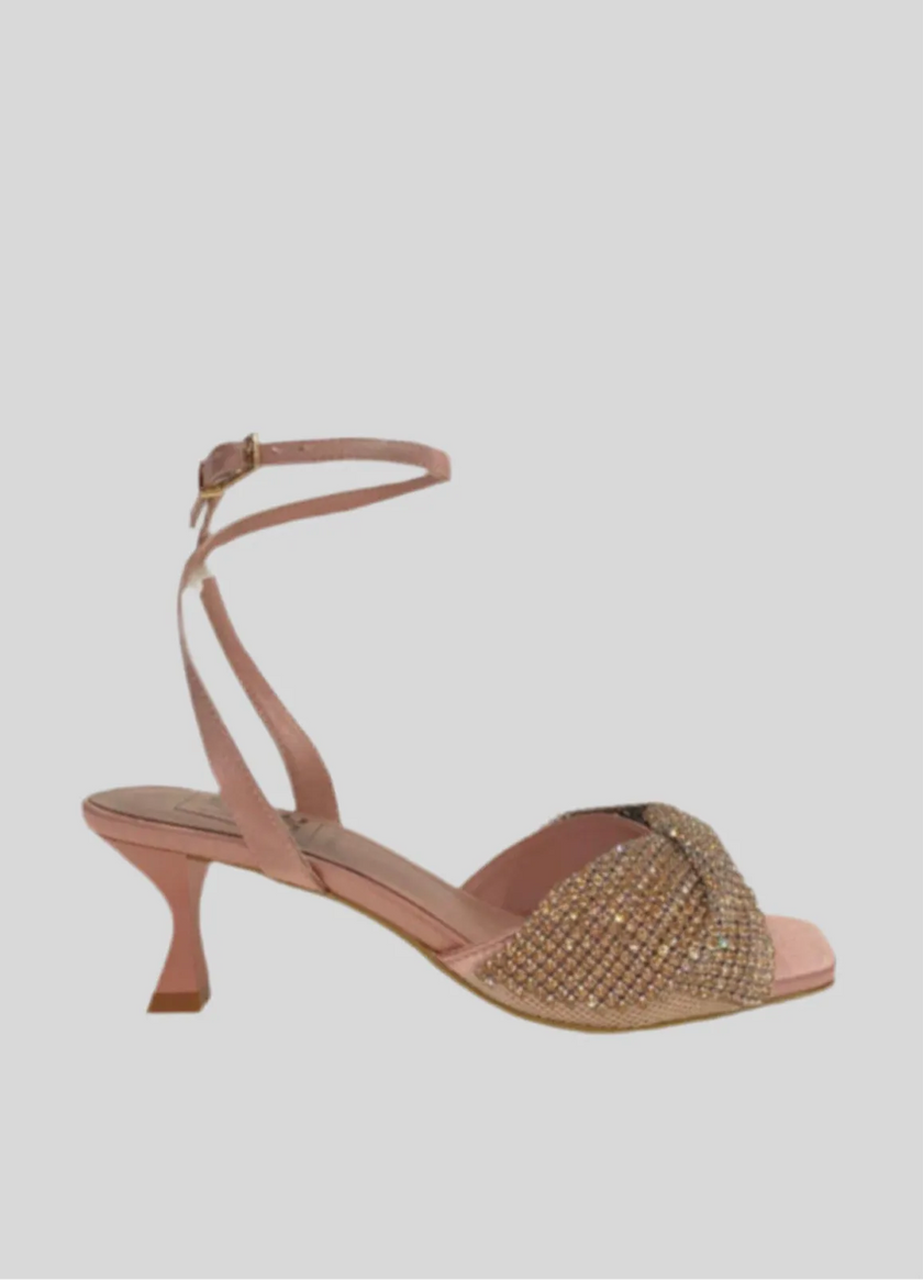 Sandalo aperto con tacco basso e strass WEBE